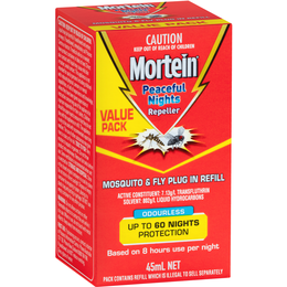 MORTEIN PEACEFUL NIGHTS MOSQUITO & FLY PLUG IN REFILL