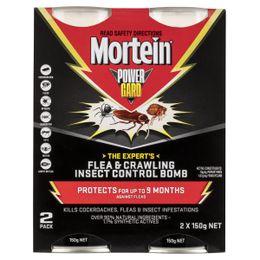 Mortein PowerGard Flea & Crawling Insect Control Bomb 2 Pack X 150g