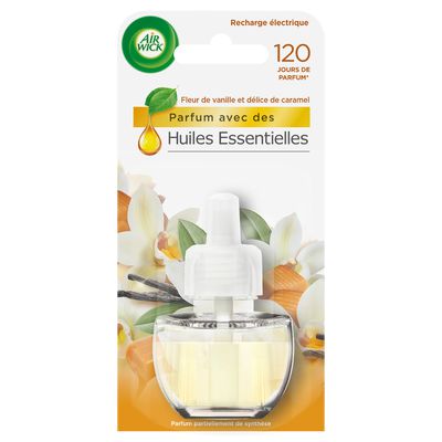 AIR WICK Essential Oils Recharges électriques fleurs de vanille et délice  de caramel 2x250ml pas cher 