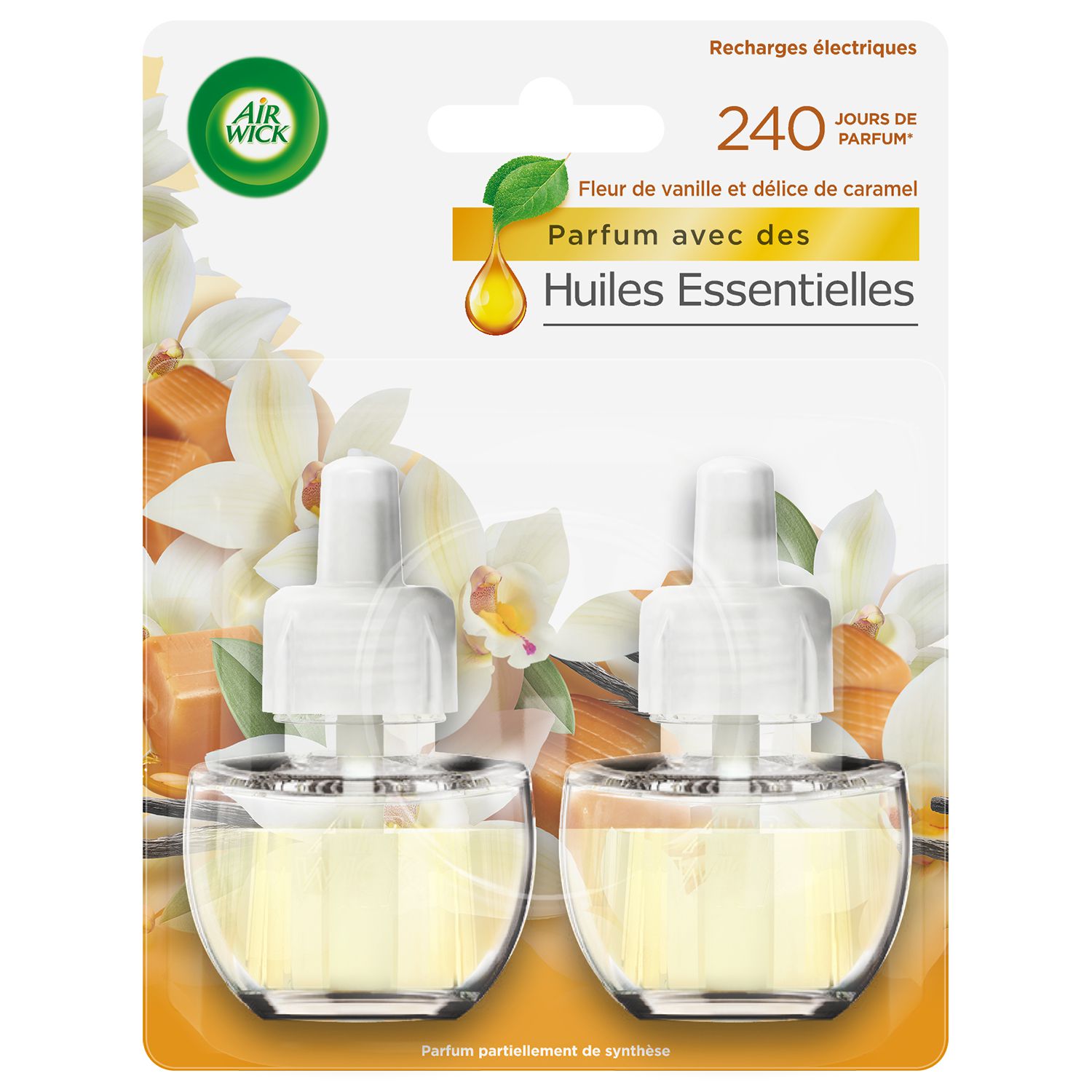 Air Wick Desodorisant Maison Recharge Diffuseur Freshmatic Fleur de Vanille et Délice de Caramel 250 ml