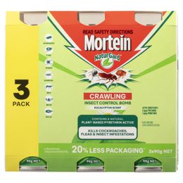 Mortein Naturgard Crawling Insect Control Bomb Eucalyptus Scent 3x90g