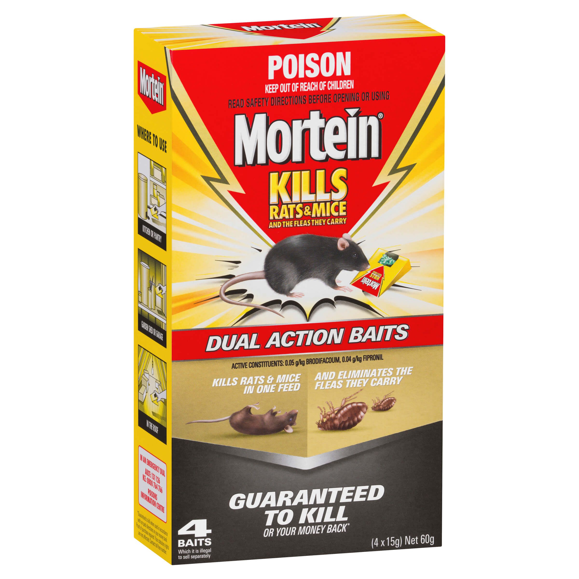 Mortein Rat Mouse Mice Rodent Poison 100g Bait Die after one dose 