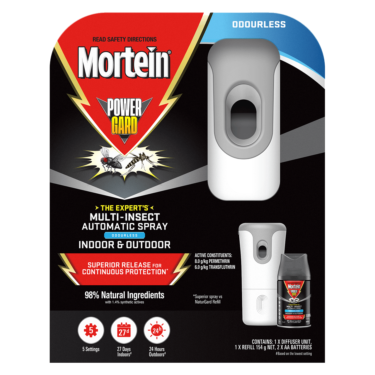 Speels Great Barrier Reef creatief PowerGard Automatic Multi Insect Spray Odourless Prime + Refill| Mortein AU